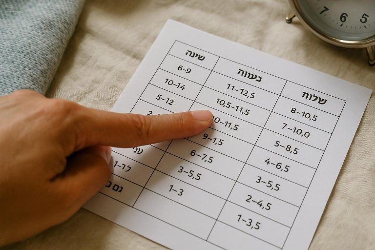 כמה שעות שינה צריך לפי גיל: הטבלה המלאה